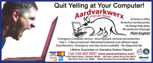 Aaardvarkwerx Yelling advertisement
